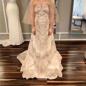 Lotus Threads Champagne and rose gold wedding dress